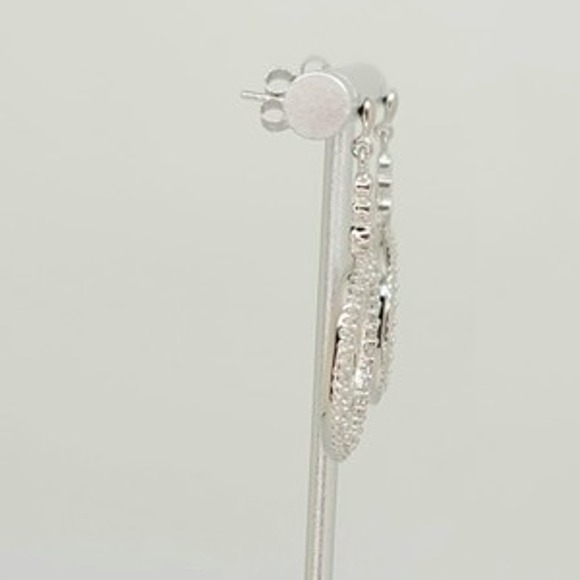 Platinum Plated .925 SS 1.67cttw Diamond  Simulant Circle Earrings - Picture 5 of 9